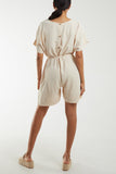 Tie Belt & Button Back Playsuit For Women  - Dropwear