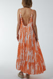 Royal Blue Tie Dye Cami Maxi Dress For Women ONE SIZE - Dropwear