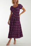 Moroccan Print Tiered Maxi Dress For Women  - Dropwear
