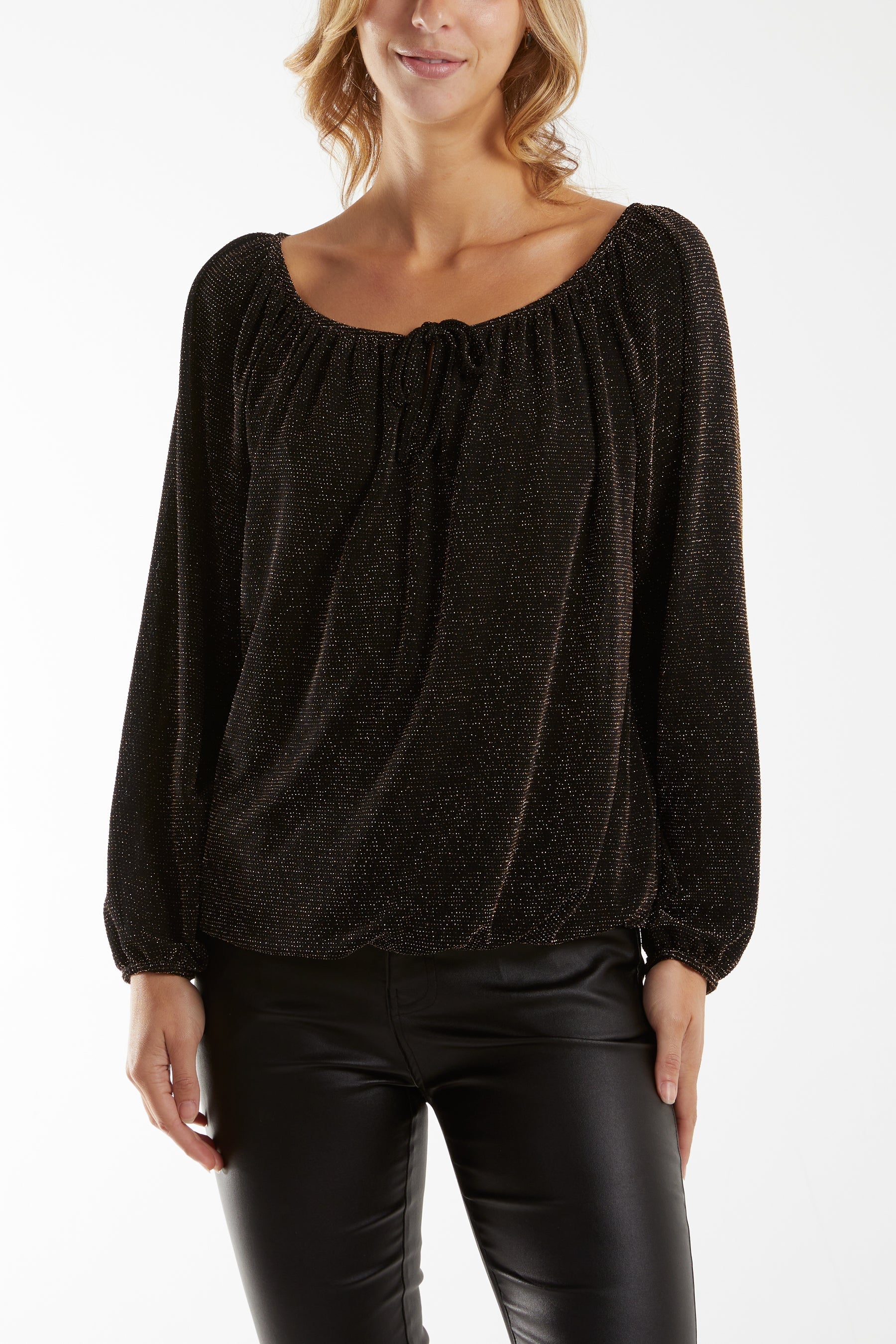 Glitter Bow Blouse For Women  - Dropwear