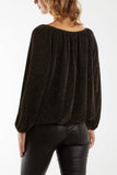 Glitter Bow Blouse For Women  - Dropwear