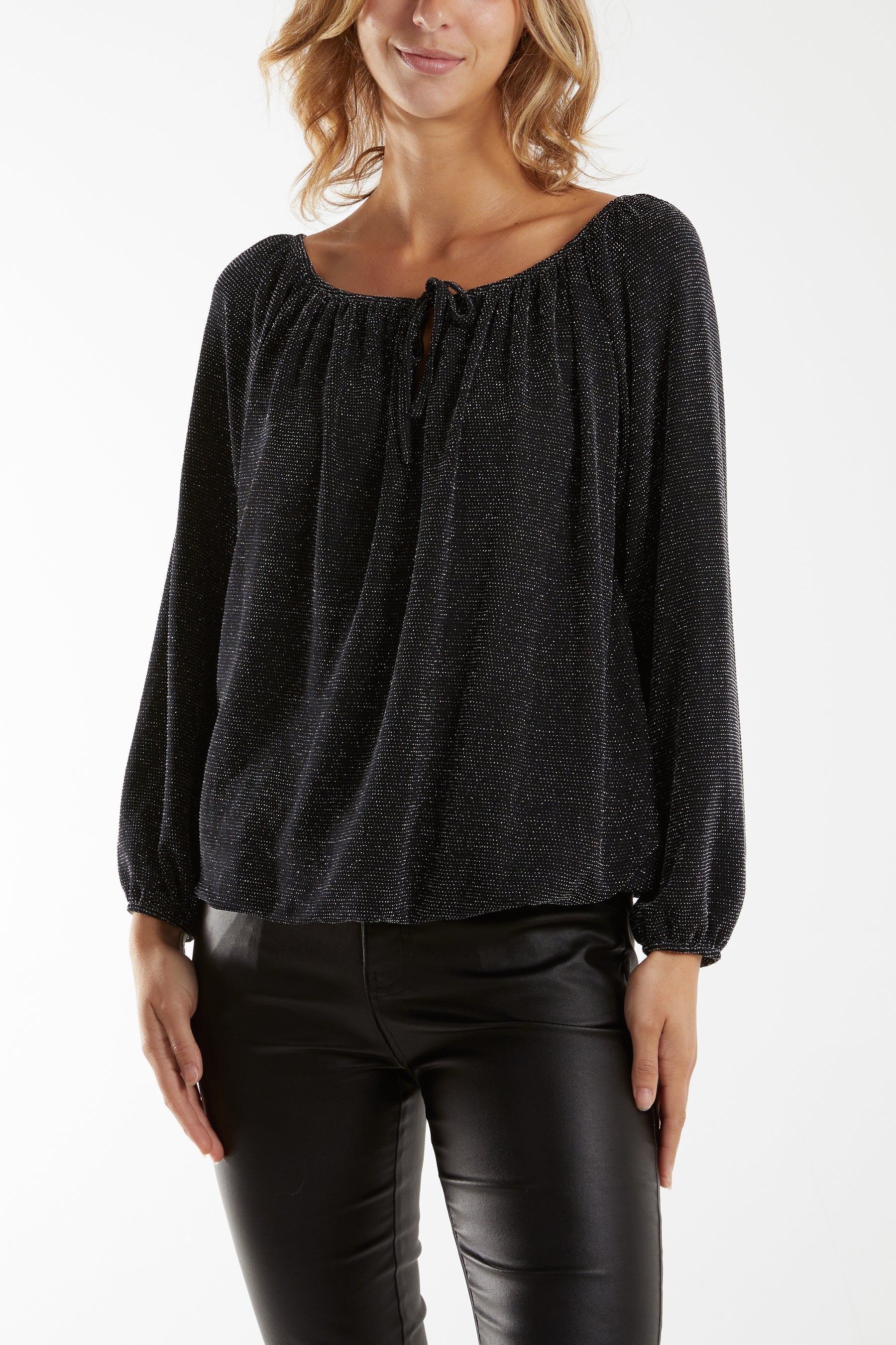 Glitter Bow Blouse For Women  - Dropwear