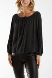 Glitter Bow Blouse For Women  - Dropwear