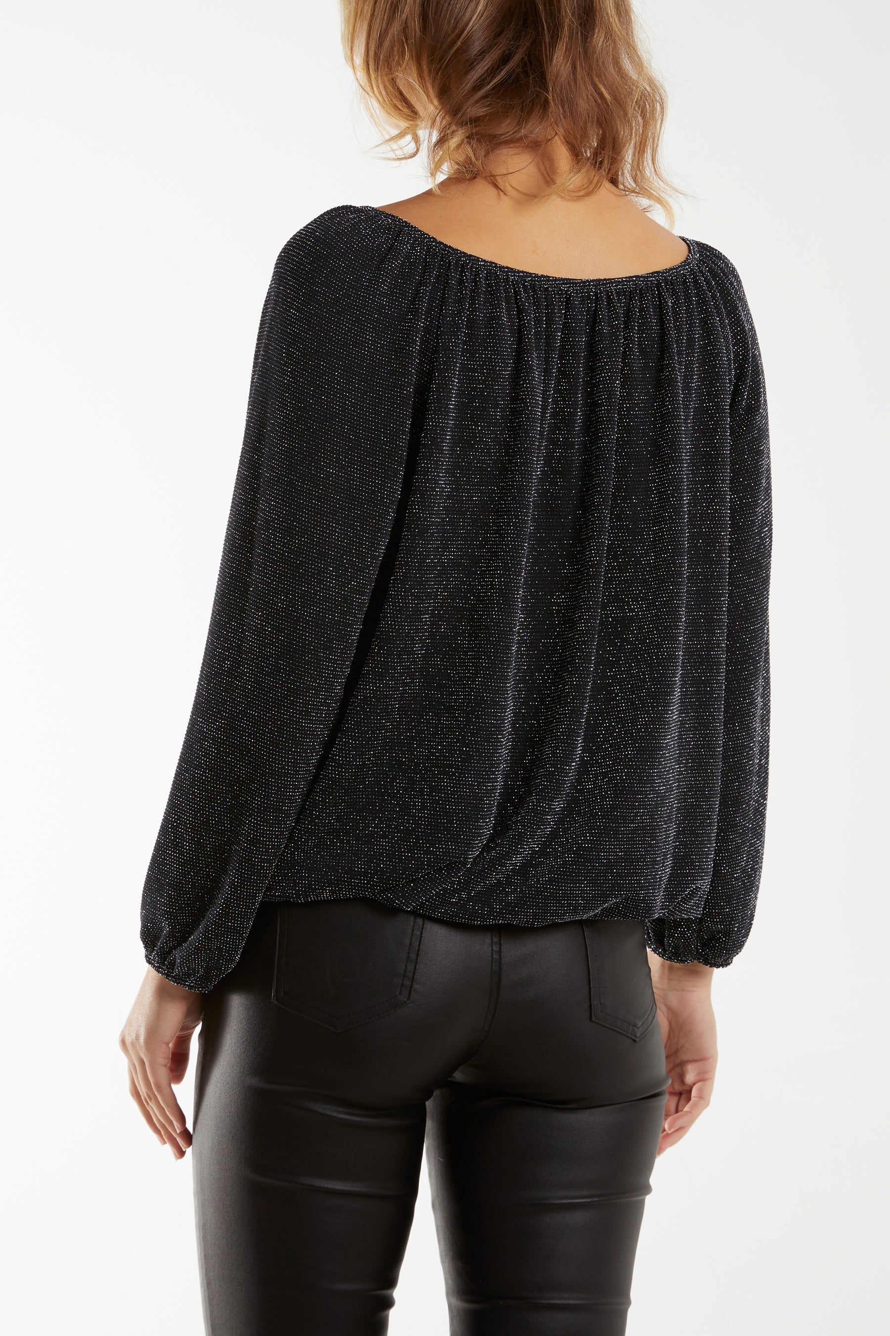 Glitter Bow Blouse For Women  - Dropwear