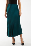 Camel Waistband Satin Midi Skirt For Women ONE SIZE - Dropwear