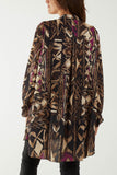 Navy Tribal Print Ruffle Blouse For Women ONE SIZE - Dropwear