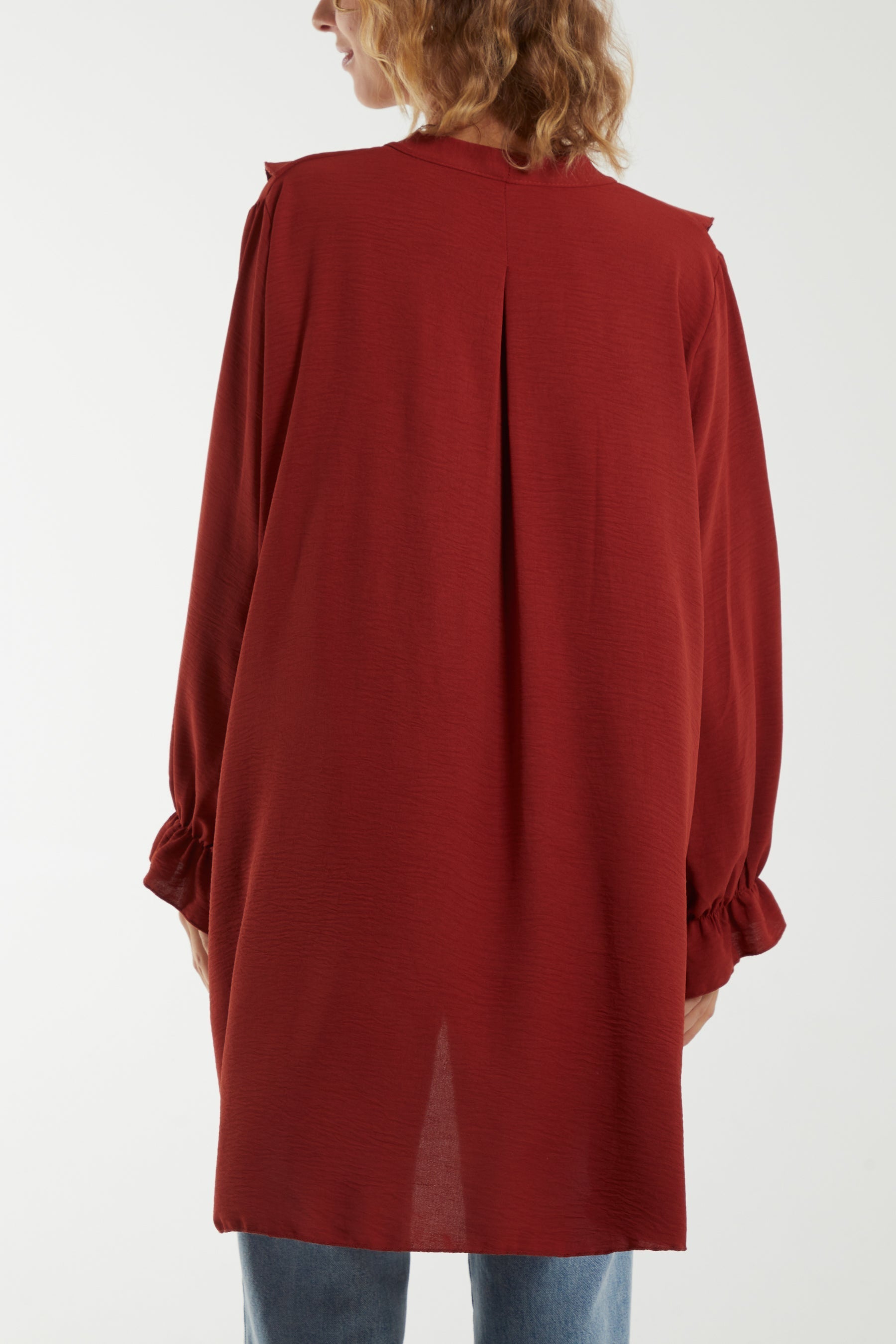 Jade Flounce Poly Crepe Oversized Shirt For Women ONE SIZE - Dropwear