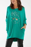 Sequin Glasses Pockets Sweatshirt Dress For Women  - Dropwear