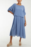 Denim Cami Dress with Crop T Shirt Overlay For Women ONE SIZE - Dropwear