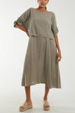 Mocha Cami Dress with Crop T Shirt Overlay For Women ONE SIZE - Dropwear