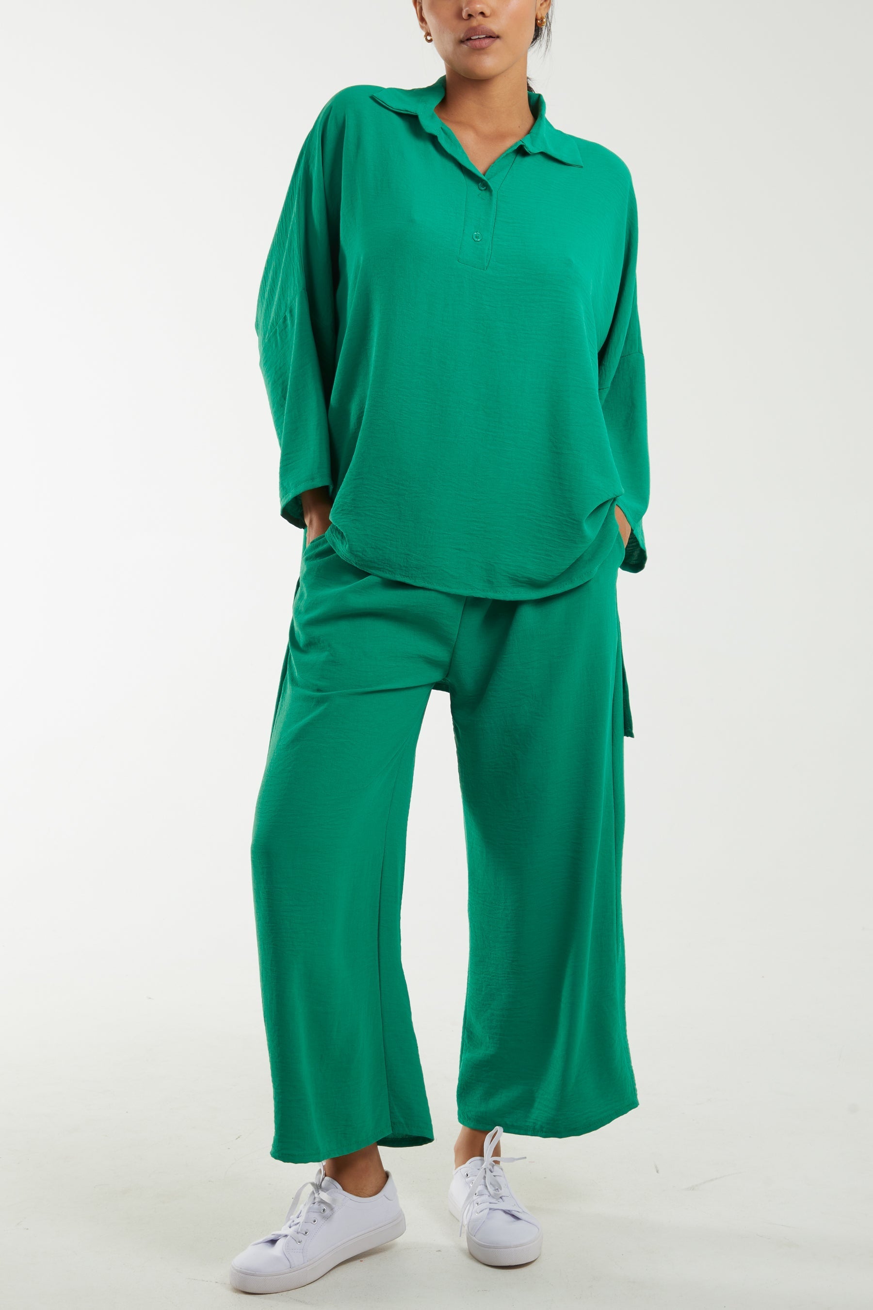 Long Sleeve Shirt & Culottes Co-Ord Set For Women  - Dropwear