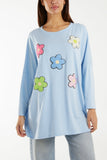 Multicolour Fluffy Daisy Long Sleeve Top For Women  - Dropwear