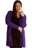 Purple Plus Size Lace Back Open Pleated Cardigan For Women 24-26 - Dropwear