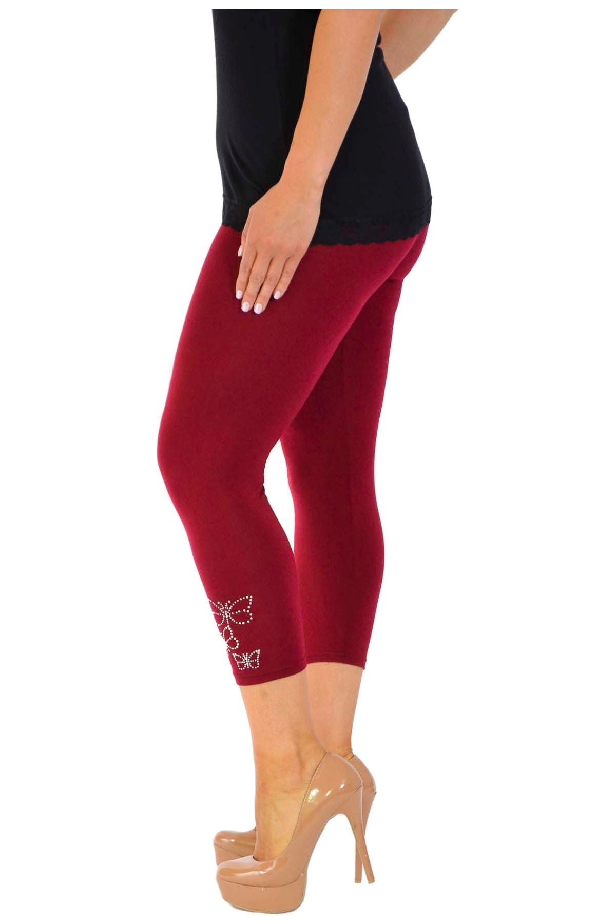3/4 Butterfly Sequin Leggings For Women  - Dropwear