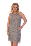 Royal Blue Floral Lace Sequin Ladies Sleeveless Party Dress For Women 20-22 - Dropwear