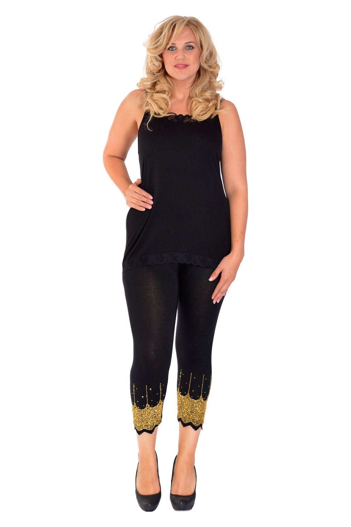 Red Scallop Edge Sequin Leggings For Women 12-14 - Dropwear