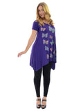 Black Butterfly Hanky Hem Short Sleeve Top For Women 18 - Dropwear
