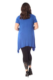 Purple Butterfly Hanky Hem Short Sleeve Top For Women 26-28 - Dropwear