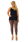 Dark Grey Plus Size Plain Long Leggings For Women 24-26 - Dropwear
