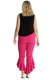 Light Grey Plus Size Frill Asymmetric Hem Plain Trousers For Women 16-18 - Dropwear