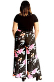 Plus Size Cerise Aqua Floral Print Palazzo Trouser For Women  - Dropwear
