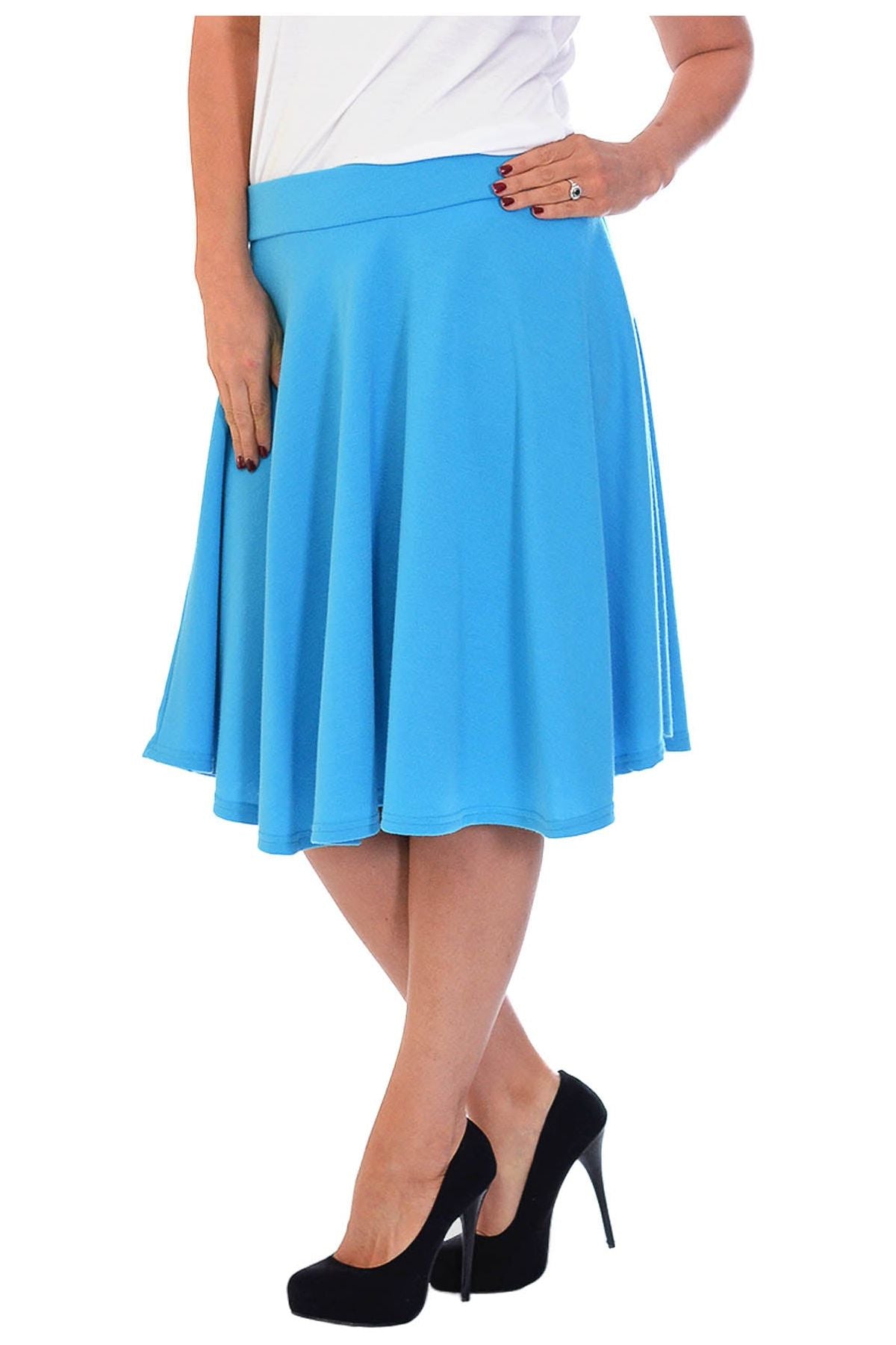 Flared Elastic Waist Skater Skirt For Women  - Dropwear