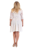Cream Plus size 3/4 Sleeve Ladies Skater Dress For Women 14 - Dropwear