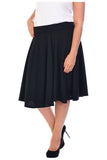 Black Flared Elastic Waist Skater Skirt For Women 16 - Dropwear