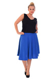 Charcoal Flared Elastic Waist Skater Skirt For Women 14 - Dropwear