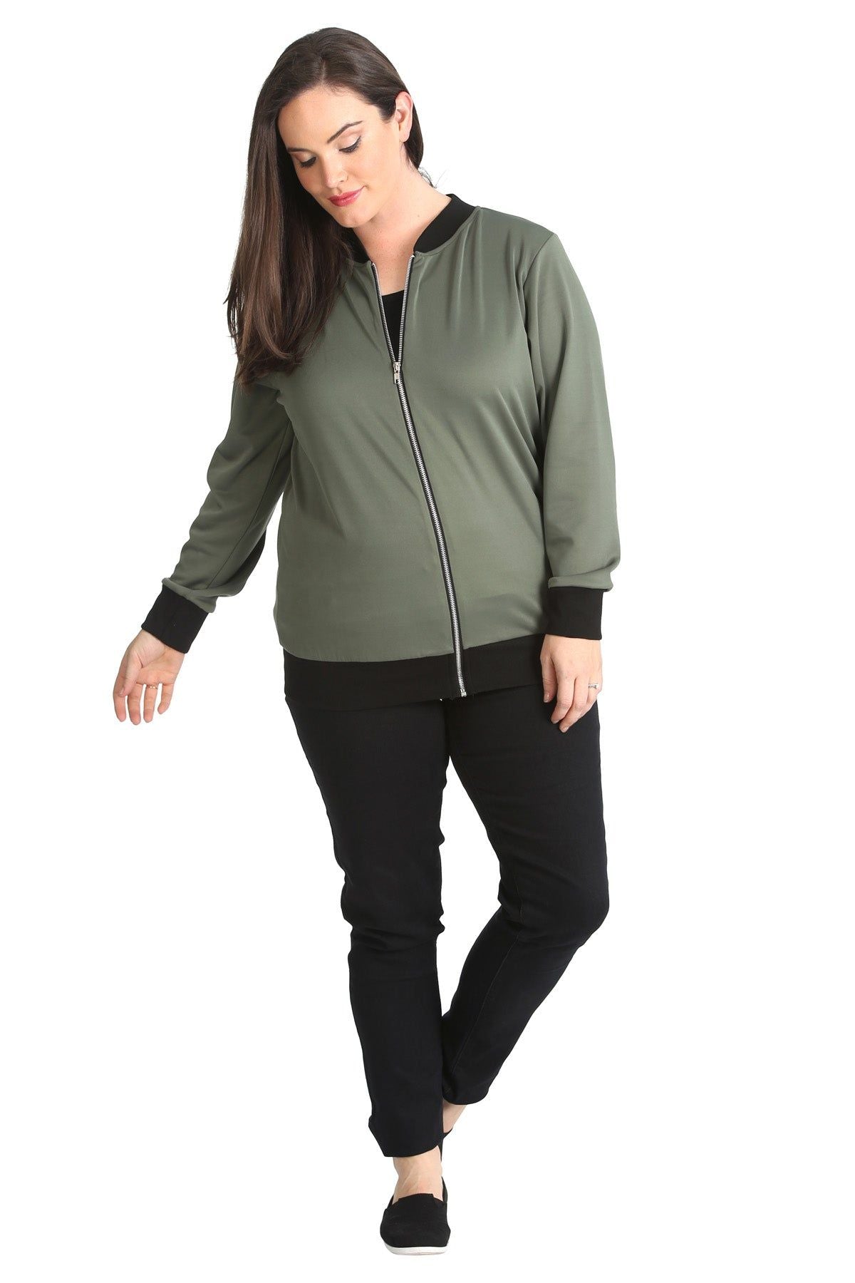 Light Blue Plain Bomber Jacket Sleeve Top For Women 26-28 - Dropwear