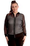 White Mesh Bomber Jacket Ladies Net Plain Top For Women 16 - Dropwear