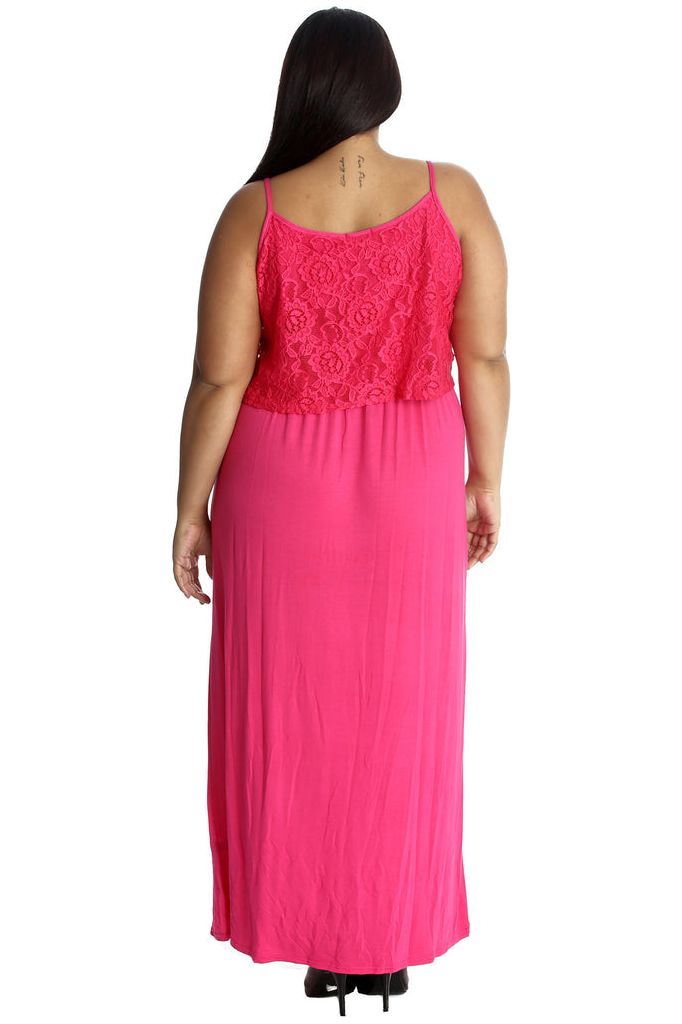 Black Plus Size Lace Top Sleeveless Maxi Dress For Women 22-24 - Dropwear