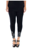 Black Plus Size Sequin Scallop Beaded Flower Petal Leggings For Women 16-18 - Dropwear