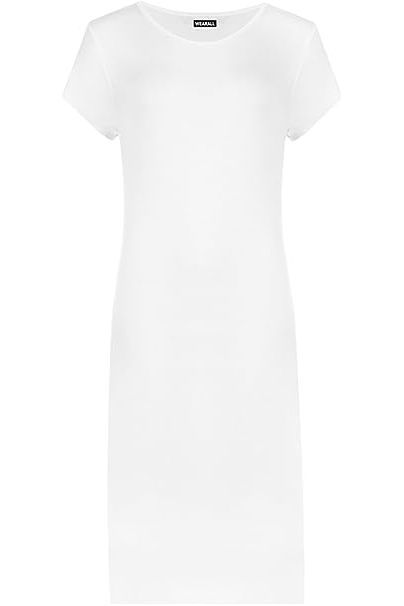 Plain Short Sleeve Jersey Midi Dress For Women  - Dropwear