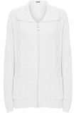 Knit Collar Long Sleeve Zip Cardigan For Women  - Dropwear
