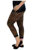 Leoprad Plus Size Cropped Leopard Lace Trim Leggings For Women 16-18 - Dropwear