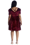 Royal Blue Plus Size Skater Style Velvet Cross Back Dress For Women 26-28 - Dropwear