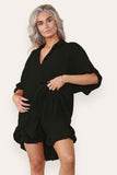 Oversized Short Sleeve Pleated Shirt Top & Co-Ord Set For Women  - Dropwear