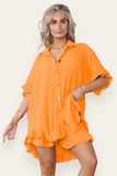 Oversized Short Sleeve Pleated Shirt Top & Co-Ord Set For Women  - Dropwear