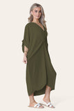Jade Green Womens V-Neck Tie Knotted Twisted Front Oversized LonglineÂ MidiÂ Dress For Women ONE SIZE UK FIT (10 TO 20) - Dropwear