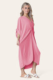 Dusty Pink Womens V-Neck Tie Knotted Twisted Front Oversized LonglineÂ MidiÂ Dress For Women ONE SIZE UK FIT (10 TO 20) - Dropwear