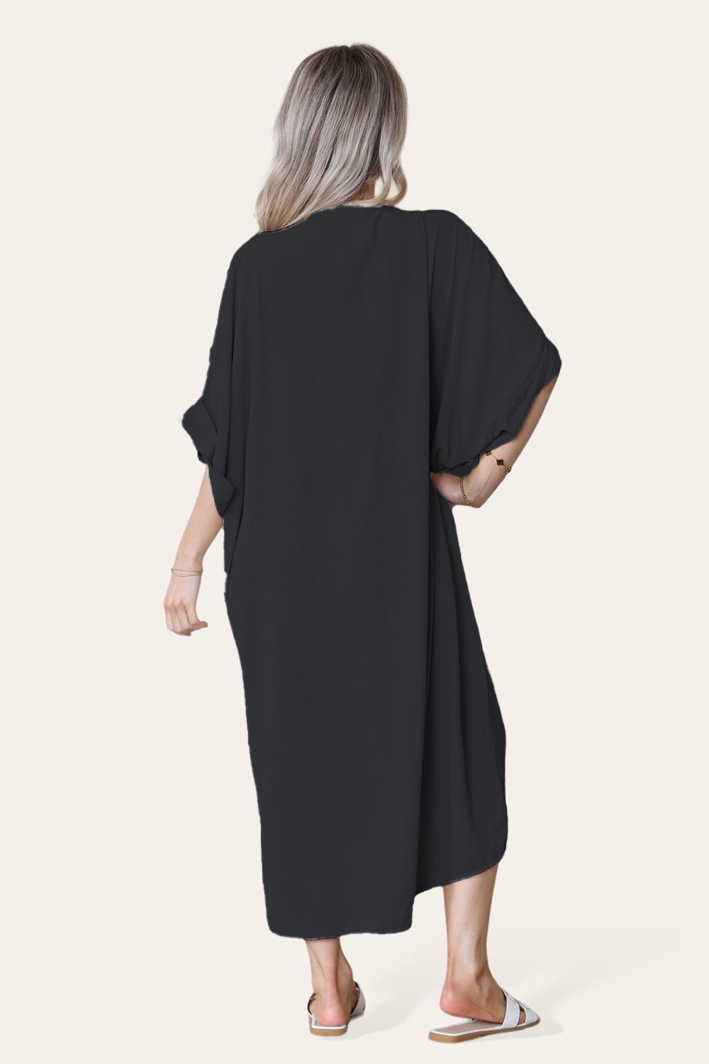 White/Cream Womens V-Neck Tie Knotted Twisted Front Oversized LonglineÂ MidiÂ Dress For Women ONE SIZE UK FIT (10 TO 20) - Dropwear