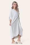 Sky Blue Womens V-Neck Tie Knotted Twisted Front Oversized LonglineÂ MidiÂ Dress For Women ONE SIZE UK FIT (10 TO 20) - Dropwear