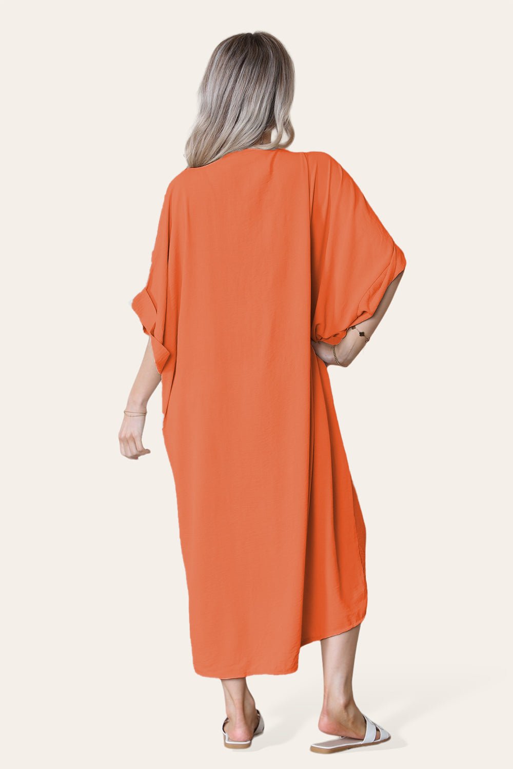 Pink Womens V-Neck Tie Knotted Twisted Front Oversized LonglineÂ MidiÂ Dress For Women ONE SIZE UK FIT (10 TO 20) - Dropwear