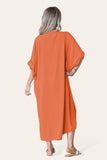 Pink Womens V-Neck Tie Knotted Twisted Front Oversized LonglineÂ MidiÂ Dress For Women ONE SIZE UK FIT (10 TO 20) - Dropwear