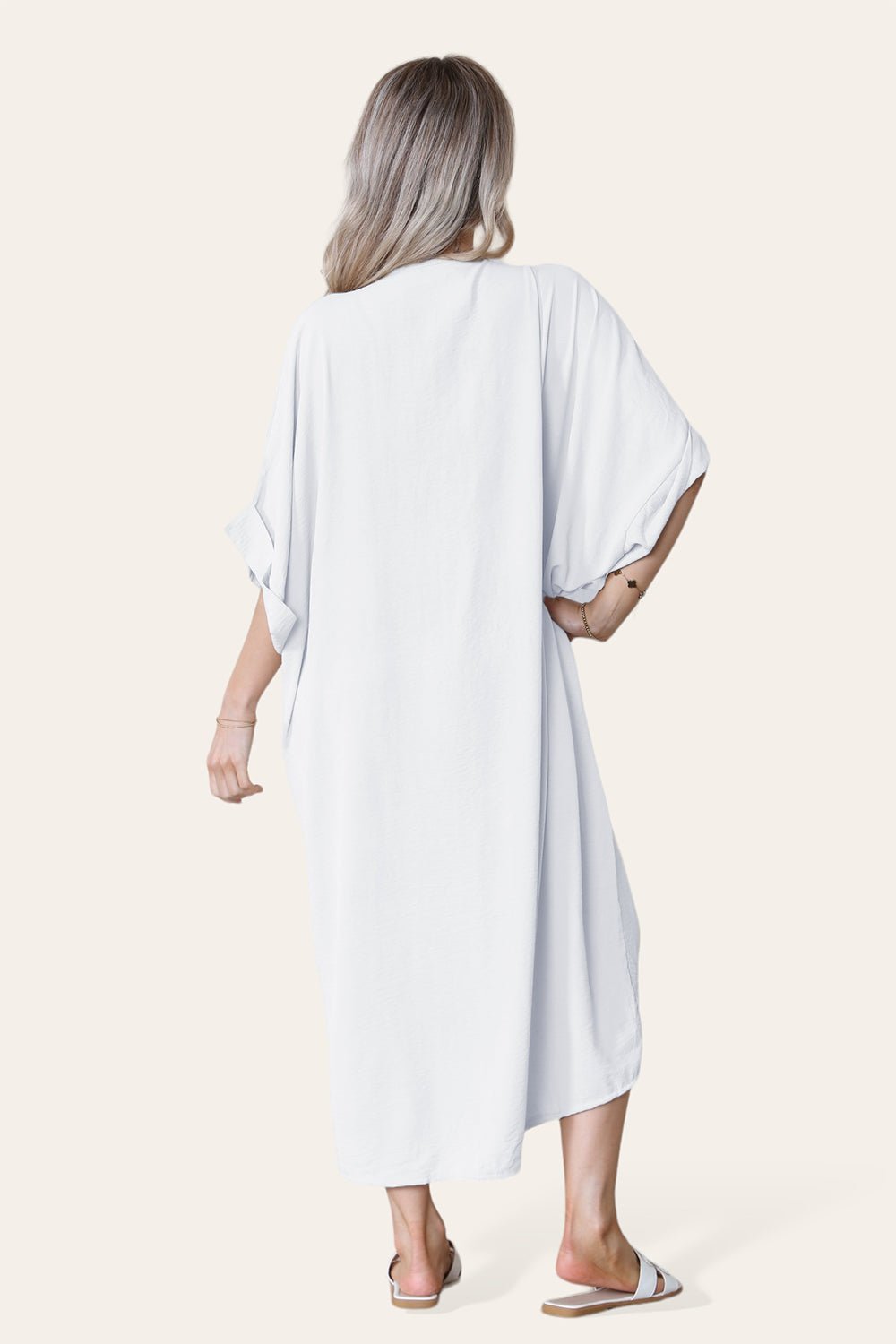 Black Womens V-Neck Tie Knotted Twisted Front Oversized LonglineÂ MidiÂ Dress For Women ONE SIZE UK FIT (10 TO 20) - Dropwear