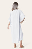 Black Womens V-Neck Tie Knotted Twisted Front Oversized LonglineÂ MidiÂ Dress For Women ONE SIZE UK FIT (10 TO 20) - Dropwear