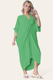 Orange Womens V-Neck Tie Knotted Twisted Front Oversized LonglineÂ MidiÂ Dress For Women ONE SIZE UK FIT (10 TO 20) - Dropwear