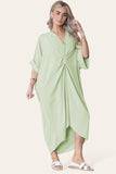 Womens V-Neck Tie Knotted Twisted Front Oversized LonglineÂ MidiÂ Dress For Women  - Dropwear