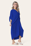 Womens V-Neck Tie Knotted Twisted Front Oversized LonglineÂ MidiÂ Dress For Women  - Dropwear
